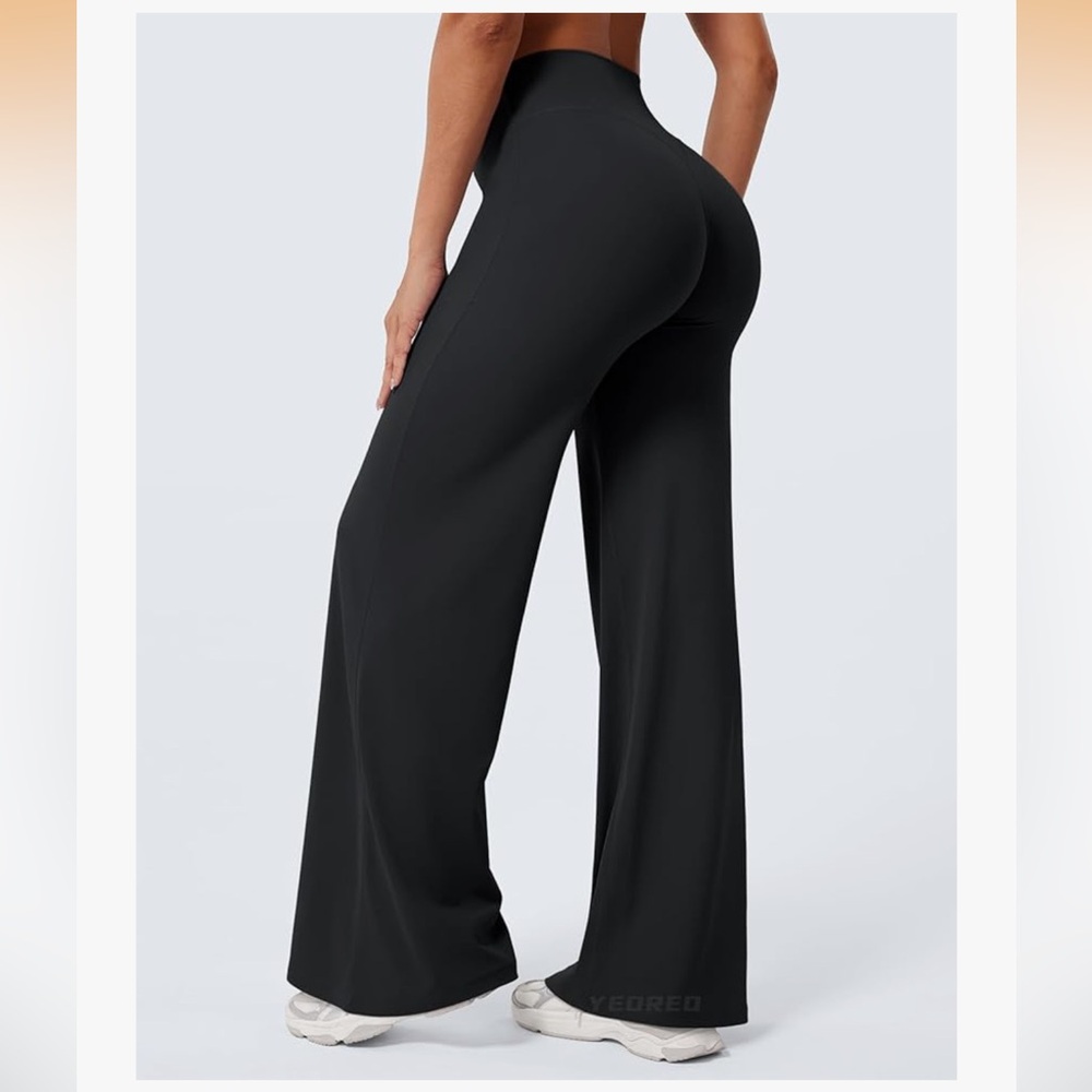 Women’s High-Waist Wide-Leg Leggings - Black